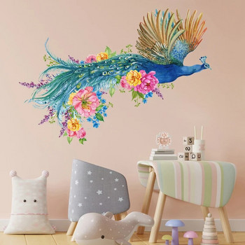Стикери за стена с шарка на пауново цвете украсяват дома ви с жизнена зелена атмосфера, добавяйки уникален естествен чар към стаята