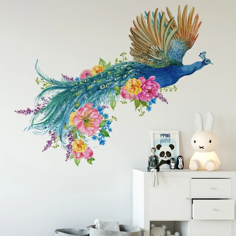 Povo gėlių raštų sienų lipdukai papuoš jūsų namus gyva žalia atmosfera ir suteikia kambariui unikalaus gamtos žavesio