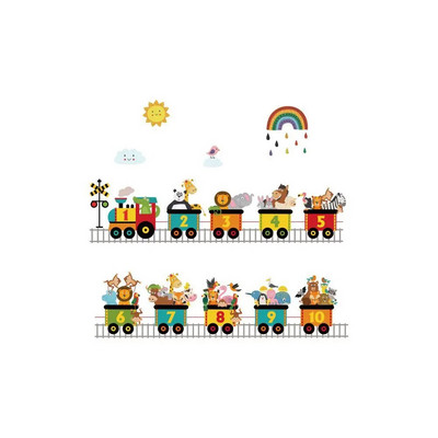 Karikatūra Vilcienu Dzīvnieku Automašīnu Transporta Sienas Uzlīme PVC Varavīksnes Balonu Sienas Uzlīmes bērnudārza Bērniem Dzīvojamo istabu dekori