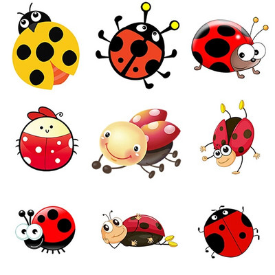 Three Ratels CA9 Lovely ladybug cartoon αυτοκόλλητα τοίχου για παιδιά Διακοσμητικά αυτοκόλλητα για παιδικό δωμάτιο αστεία αυτοκόλλητα αυτοκινήτου