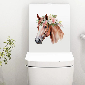 C225# Ακουαρέλα Boho Horse Αυτοκόλλητο τοίχου Διακόσμηση μπάνιου τουαλέτας Ντουλάπα σαλονιού Ψυγείο Διακοσμητικά χαλκομανίες