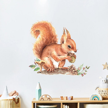 3d Squirrel Pinecone Αυτοκόλλητα τοίχου Παιδικό Δωμάτιο Νηπιαγωγείο Διακοσμητικό Αυτοκόλλητο τοίχου Kawaii Animal Pegatinas De Pared In stock