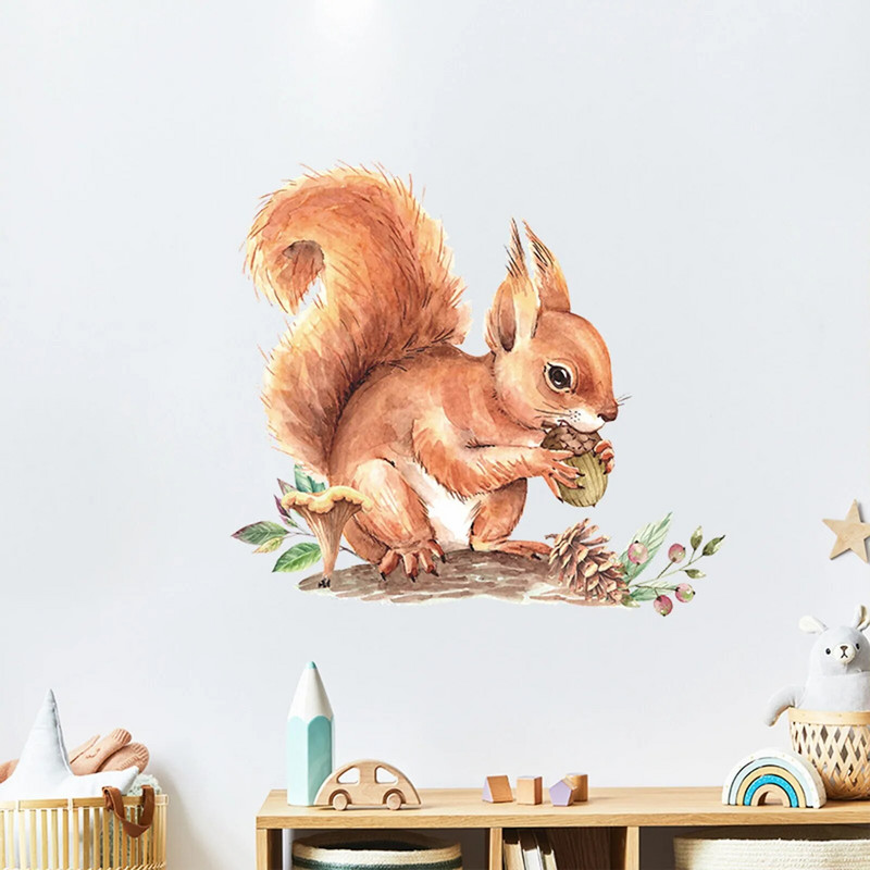 3D vāveres čiekuru sienas uzlīmes bērnu istabas bērnudārza sienas uzlīmes dekorācijas Kawaii Animal Pegatinas De Pared ir noliktavā