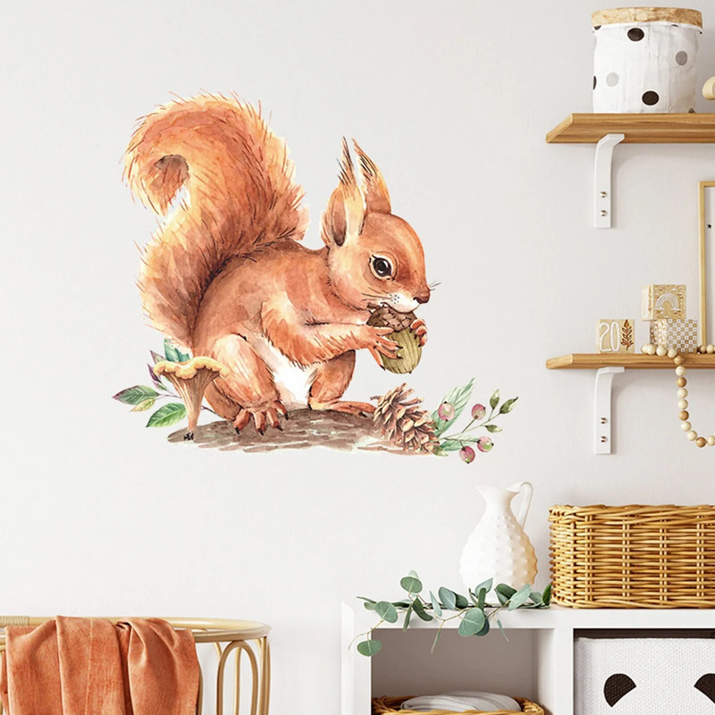 3D vāveres čiekuru sienas uzlīmes bērnu istabas bērnudārza sienas uzlīmes dekorācijas Kawaii Animal Pegatinas De Pared ir noliktavā