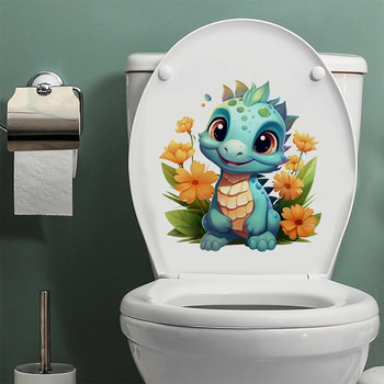 C223#Cute Baby Dinosaur αυτοκόλλητο τοίχου Διακόσμηση μπάνιου τουαλέτας Ντουλάπα σαλονιού Ψυγείο Διακοσμητικά χαλκομανίες