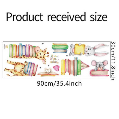 Žirafa triušis su knygų sieniniais lipdukais Darželio dekoras Vaikų skaityklos dekoravimas Studentų bibliotekos lipdukas Klasės freskos plakatai