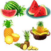 Three Ratels CO30 Arbūzu un ananāsu augļu sienas uzlīme mājas dekorēšanai Ūdensizturīga pašlīmēšana