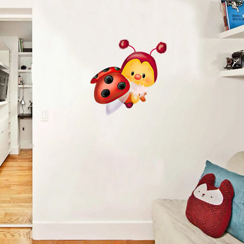 Αυτοκόλλητο καρτούν Three Ratels CL23 Cute Ladybug διακόσμηση παιδικού υπνοδωματίου Decal