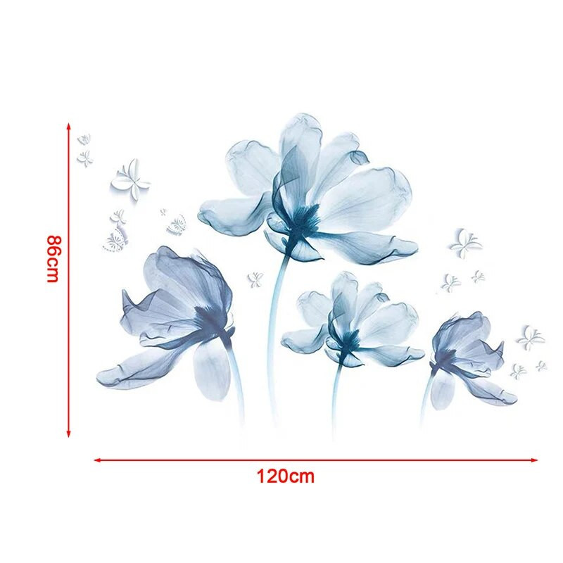 Lielas 3D ziedu sienas uzlīmes mājas dzīvojamās istabas dekorēšanai sienu uzlīmes DIY 120cm*86cm