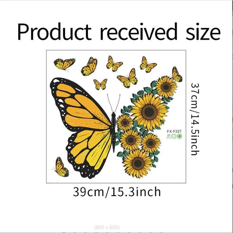 Levehető pillangós napraforgós hűtőszekrény matricák az ajtón Szekrény Hálószoba Otthoni Művészeti matricák Dekoratív fali matricák