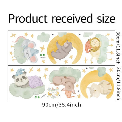 Multeņu dzīvnieku kombinācija mākoņi Mēness guļ zvaigznes Bērnu istabas dekoratīvās sienas uzlīmes pašlīmējošās mājas dekorācijas