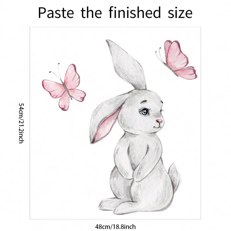 Karikatūra Bunny Butterfly Sienas Uzlīmes Bērnu Bērnu istabas Sienas Uzlīmes Bērniem Dzīvojamās istabas Guļamistabas Sienu dekors Trušu uzlīmes PVC