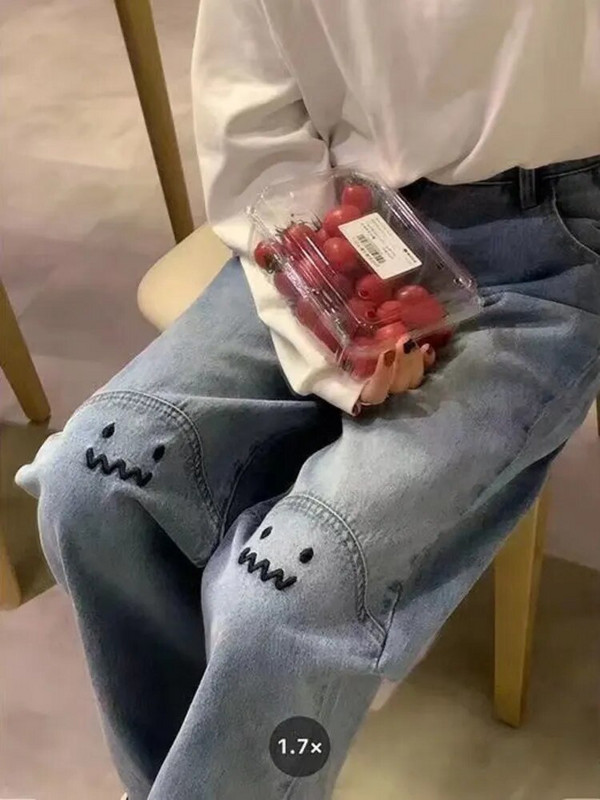 Feynzz Fashion Sieviešu Džinsi Personība Burtu Džinsi Hip Hop Tide Street Trend Ruffian Skaistas bikses