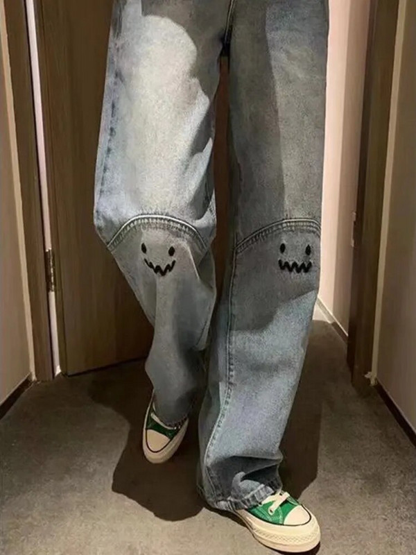 Feynzz Fashion Sieviešu Džinsi Personība Burtu Džinsi Hip Hop Tide Street Trend Ruffian Skaistas bikses