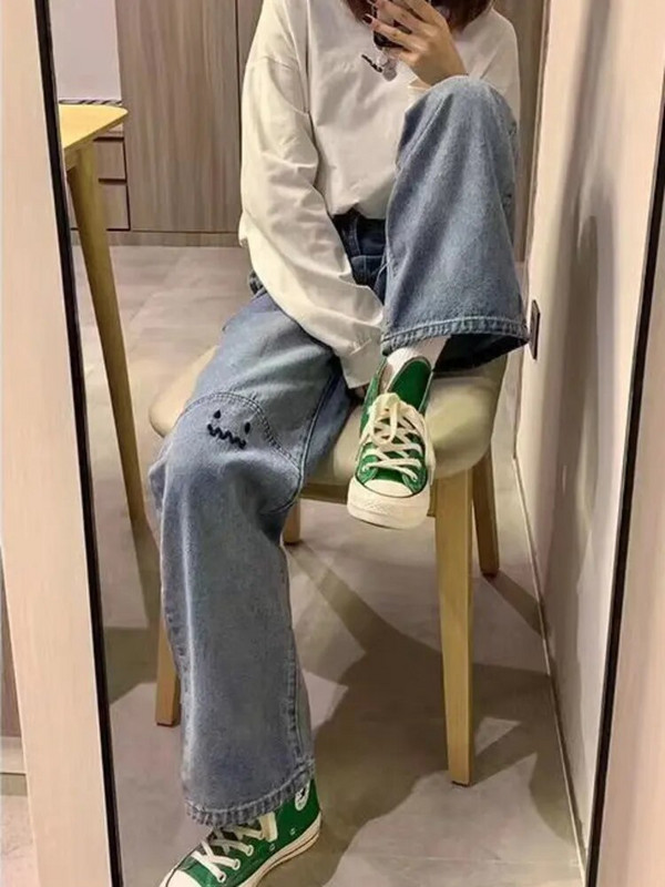 Feynzz Fashion Sieviešu Džinsi Personība Burtu Džinsi Hip Hop Tide Street Trend Ruffian Skaistas bikses