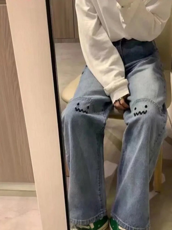 Feynzz Fashion Sieviešu Džinsi Personība Burtu Džinsi Hip Hop Tide Street Trend Ruffian Skaistas bikses