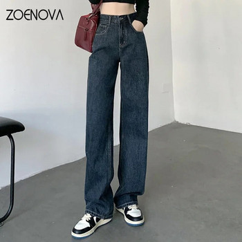 ZOENOVA Ψηλόμεσο τζιν Y2K Fashion Γυναικεία Ρούχα Μπλε Μαύρο ίσιο τζιν παντελόνι Παντελόνι Mom Jean Baggy Παντελόνι ψηλό