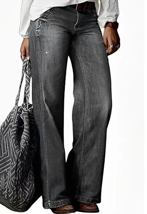 Naiste teksapüksid Uued püksid naistele 2023. aasta suve retromood vabaaja sirge sääre laia säärega naiste populaarsed teksad tänavarõivad