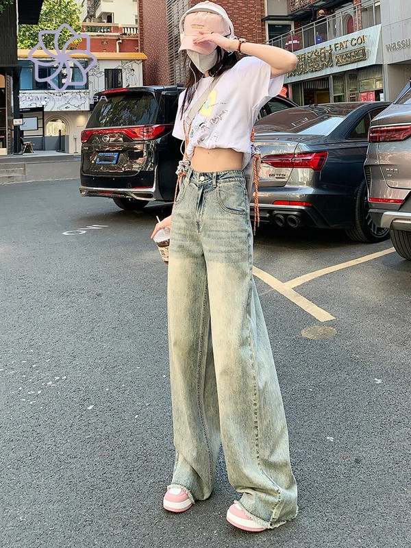 Nauji 2023 m. vasaros Y2k stiliaus drabužiai moteriški gatvės drabužiai, madingi platūs vintažiniai maišeliai džinsai