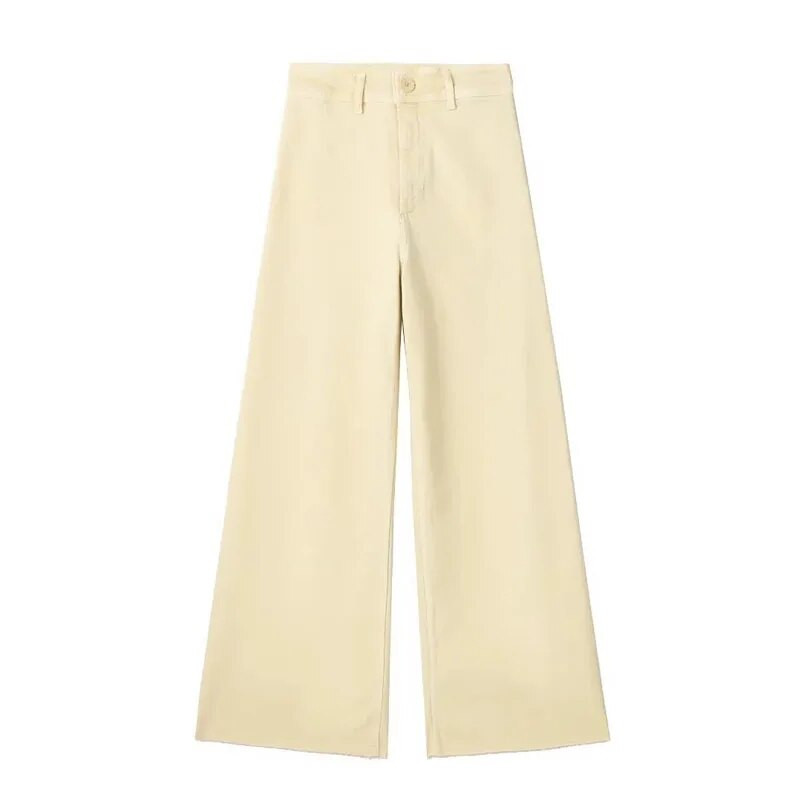 TRAF sieviešu džinsi ar augstu vidukli, platām kājām