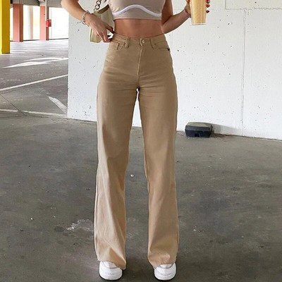 Blugi uni în stil european și american pentru femei Pantaloni drepți largi și subțiri cu talie înaltă pentru femei Pantaloni casual