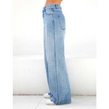 Elastic Fashion Jeans Ψηλόμεση Φαρδιά Άνετα Τζιν για Γυναικεία Παντελόνια Boyfriend Style Denim Παντελόνι