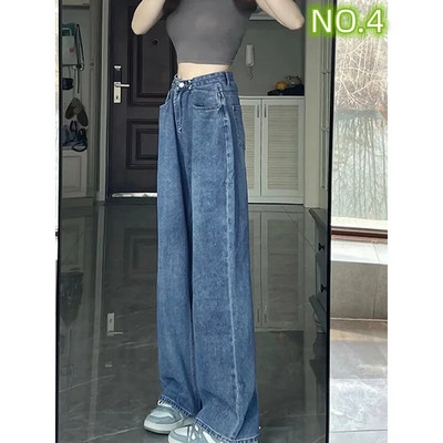 Tiesios kojos džinsai Vintage Y2k korėjietiški džinsai Moteris aukštu juosmeniu Moteriškos kelnės Moteriškos Moteriškos Džinsai Baggy Streetwear Drabužiai Drabužiai