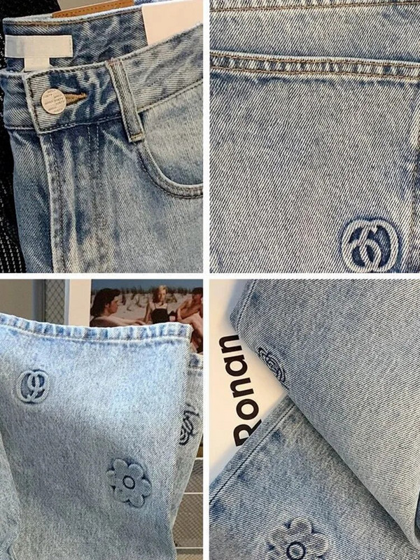 Feynzz Sieviešu bikses Sieviešu džinsi ar augstu vidukli džinsa bikses platas džinsa apģērbs zili džinsi vintage kvalitātes modes taisnas bikses