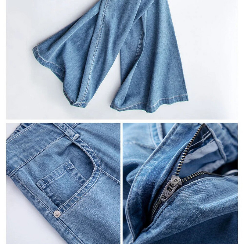 Mīkstie korejiešu džinsi sieviešu vasaras īpaši plāni ar augstu vidukli, taisni, ledus zīda džinsa bikses jauniešiem, vienkāršas ikdienas bikses ar platām kājām