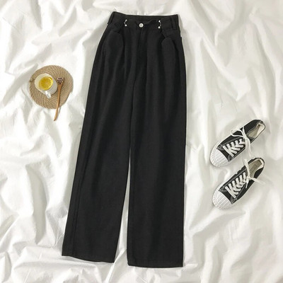 Sieviešu bikses 2022 Streetwear Taisnas vienkrāsainas bikses ar augstu vidukli Baggy Modes Meiteņu Studentu Džinsi Platas Mamma Džinsu Bikses