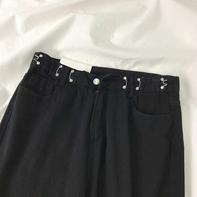 Sieviešu bikses 2022 Streetwear Taisnas vienkrāsainas bikses ar augstu vidukli Baggy Modes Meiteņu Studentu Džinsi Platas Mamma Džinsu Bikses