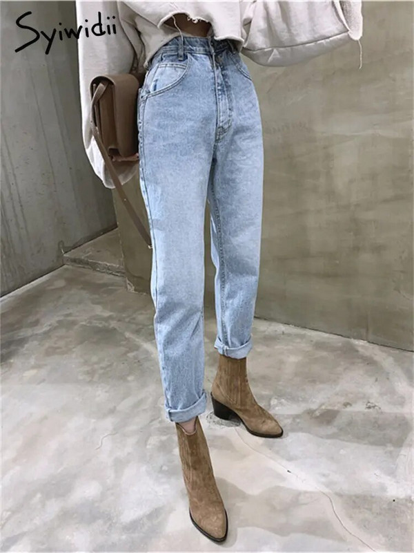 Syiwidii sieviešu džinsi ar augstu jostasvietu, 2023. gada pavasaris ar augstu vidukli, korejiešu modes vintage taisni džinsi Streetwear ikdienas eleganti džinsi