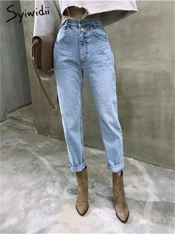 Syiwidii sieviešu džinsi ar augstu jostasvietu, 2023. gada pavasaris ar augstu vidukli, korejiešu modes vintage taisni džinsi Streetwear ikdienas eleganti džinsi