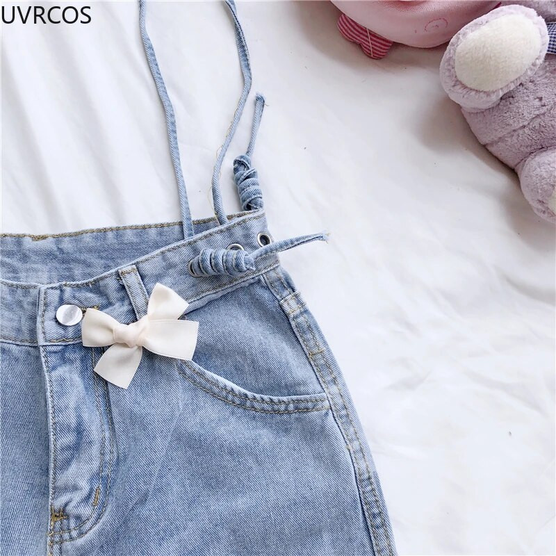 Japoniško stiliaus džinsai su aukštu juosmeniu Moteriški mielas lankelis tiesios džinsinės kelnės High Street gotikinės laisvos kelnės moteriškos meilės plačios kojos džinsai