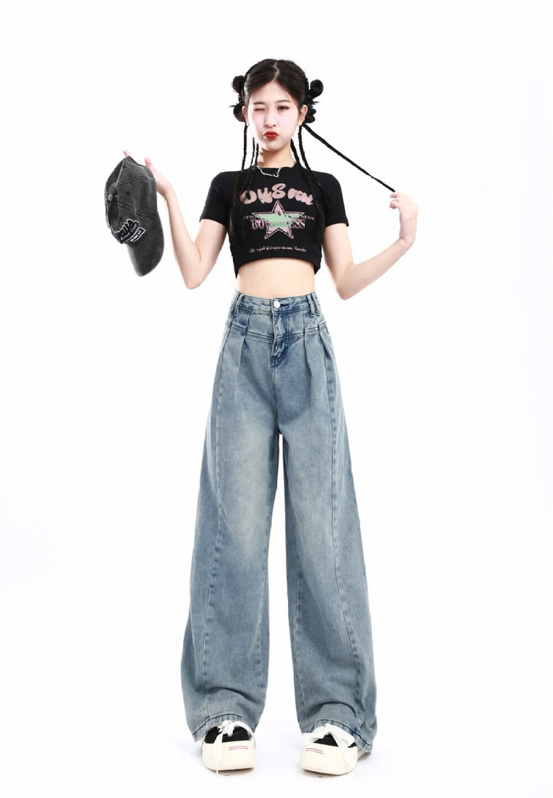 Solid Baggy Džinsi Y2k Sieviešu Rudens Jauns Augsts Viduklis Plašs Džinsi Bikses Sieviešu Korejiešu Modes Apģērbi Sieviešu Taisnas Bikses