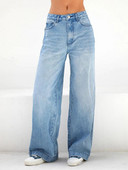 Ψηλόμεσο τζιν φαρδύ τζιν Γυναικεία streetwear casual slouchy τζιν Vintage μπλε πλήρες παντελόνι Oversized Besics ίσιο παντελόνι