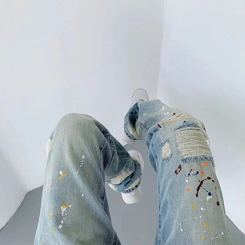 Moteriški atsitiktiniai retro purslų rašalo džinsai korėjietiško stiliaus Y2k vidurio juosmens mados kelnės pavasario ir vasaros versijos moteriškos kelnės
