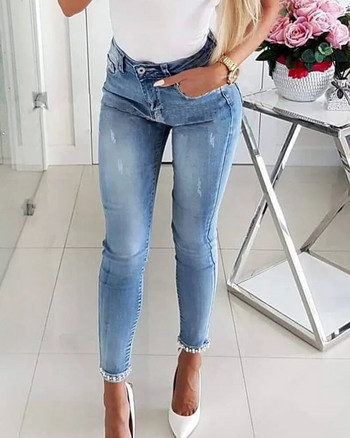 Streetwear Γυναικεία τζιν Slim Butterfly Sticky Flower Beaded Denim Pencil Pants Fashion Σέξι Skinny Hip Lift Παντελόνι Y2k