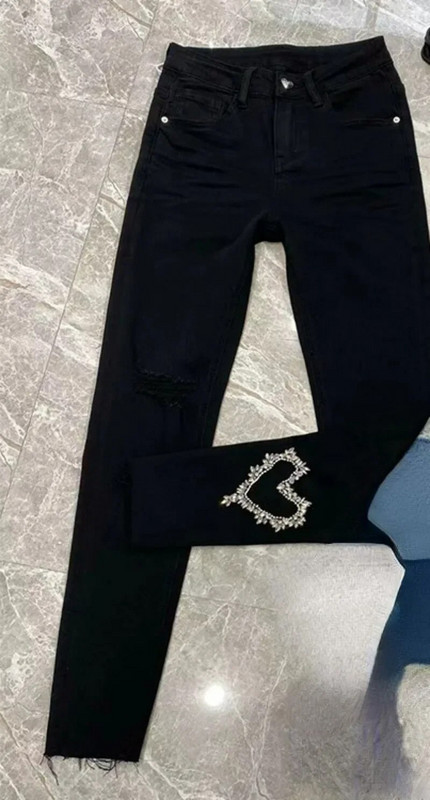 Sieviešu izstiepts ar augstu vidukli Klasisks retro džinsa sieviešu apģērbs, izšūts uzliesmojums, džinsa audums, šaurs ielāps Dizains Bikses zīmuļa bikses L13