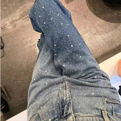 „Gradient Hot Diamond“ aukštu juosmeniu plačios kelnės moteriškos 2023–20 m. tūkstantmečio korėjiečių mados naujos laisvos plonos tiesios kelnės