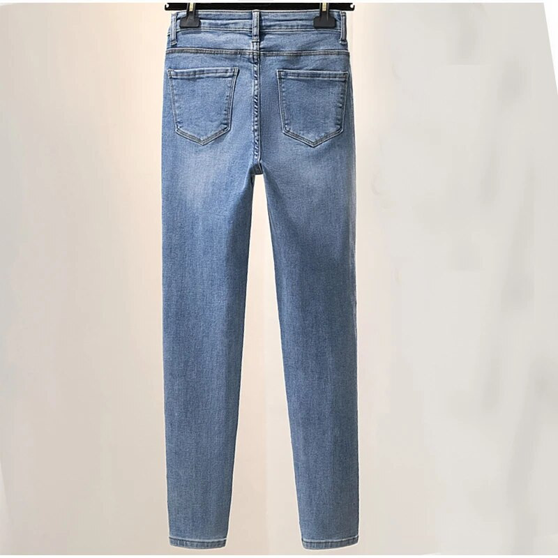 Casual Harajuku Studded Rhinestone Skinny Stretch Μολύβι Capris Jeans Γυναικεία Streetwear Melody Μπλε παντελόνι με μήκος στον αστράγαλο Y2k τζιν