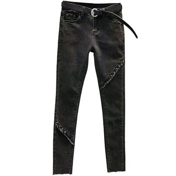 Γυναικεία Heavy Industry Rhinestone Skinny Jeans Άνοιξη Καλοκαίρι Ελαστική Ψηλόμεση Λεπτά Γυναικεία Ρούχα Κορεάτικη μόδα Εννέα Παντελόνια Z151