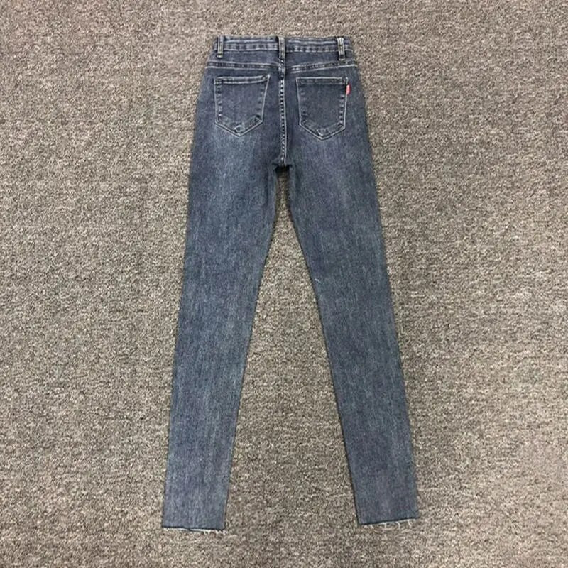 Pavasara rudens Sieviešu vintage melni dimanti džinsi ar augstu jostasvietu Sieviešu zilas džinsa bikses ielas apģērba bikses