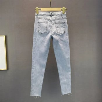 Καλοκαιρινή Άνοιξη Γυναικείες Vintage Beading Jeans Γυναικείο μολύβι Παντελόνι Ψηλόμεσο Λεπτό Διαμάντι Γυναικεία Ρούχα Τζιν Παντελόνια Streetwear