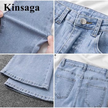 Streetwear Skinny Flare Jean Women High Stretch Mom Jeans High Waist Slim Vintage Harajuku Черен памучен еластичен деним панталон 2022