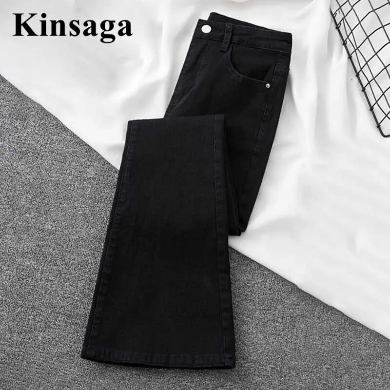 Streetwear Skinny Flare Jean Women High Stretch Mom Jeans ψηλόμεσο λεπτό Vintage Harajuku μαύρο βαμβακερό ελαστικό τζιν παντελόνι 2022