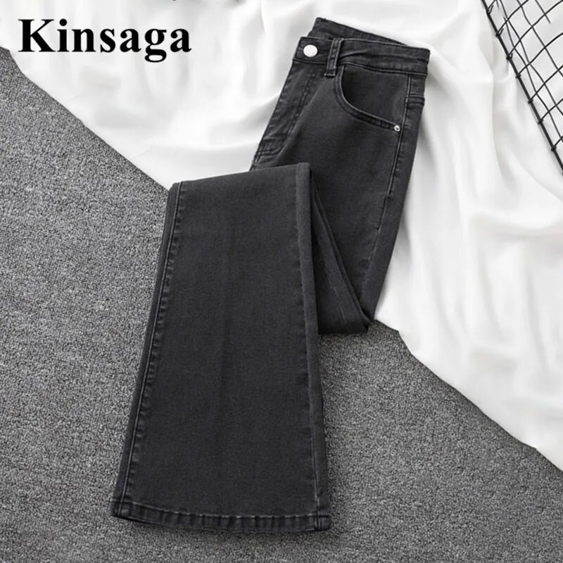 Streetwear Skinny Flare Jean Women High Stretch Mom Jeans ψηλόμεσο λεπτό Vintage Harajuku μαύρο βαμβακερό ελαστικό τζιν παντελόνι 2022