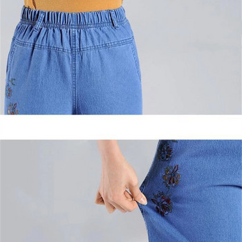 Бродирани овърсайз 5xl Mom Baggy Jeans Ежедневни капри Еластични широки панталони с висока талия Сини дънкови панталони Корейски Vaqueros