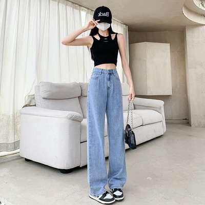 ZOENOVA Džinsai Moteriški džinsai Baggy džinsai Madingi tiesios kelnės Y2k džinsinės kelnės aukštu juosmeniu Vintažinės laisvos mėlynos skalbtos mamos džinsai 90 m.