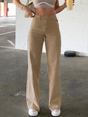 JAUNI Brūni džinsi Modes Y2K sieviešu bikses ar augstu vidukli, izstieptas, platas sieviešu bikses, ikdienas komforta džinsa auduma bikses, mazgātas džinsu bikses